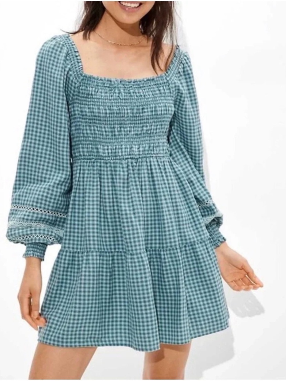 American Eagle Blue Gingham Dress